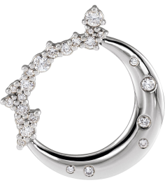 87260 Pendant Set 14K White Round Lab-Grown Diamond .8Mm 14 Ctw Lab-Grown Diamond Si1-Si2, Gh Polished Scattered 14 Ctw Lab-Grown Diamond Crescent Moon Pendant