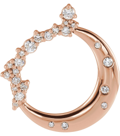87260 Pendant Set 14K Rose Round Lab-Grown Diamond .8Mm 14 Ctw Lab-Grown Diamond Si1-Si2, Gh Polished Scattered 14 Ctw Lab-Grown Diamond Crescent Moon Pendant