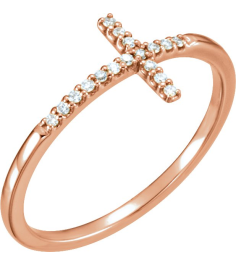 122276 Ring Set 14K Rose Lab-Grown Diamond Round 1 Mm Polished .08 Ctw Lab-Grown Diamond Sideways Cross Ring
