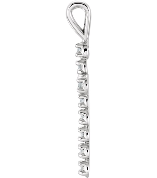 R8043 Pendant Set 14K White Round Lab-Grown Diamond 1.3Mm 110 Ctw Si1-Si2, Gh Polished Lab Grown Diamond Cross Pendant