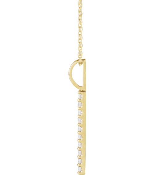 88140 Necklace 14K Yellow Set 10-Stone Lab-Grown Diamond Round 1.7 Mm Si1-Si2, Gh 16 Ctw 16-18 In Polished 16 Ctw Lab-Grown Diamond Vertical Bar Necklace