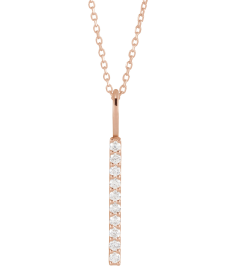 88140 Necklace 14K Rose Set 10-Stone Lab-Grown Diamond Round 1.7 Mm Si1-Si2, Gh 16 Ctw 16-18 In Polished 16 Ctw Lab-Grown Diamond Vertical Bar Necklace