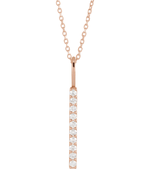 88140 Necklace 14K Rose Set 10-Stone Lab-Grown Diamond Round 1.7 Mm Si1-Si2, Gh 16 Ctw 16-18 In Polished 16 Ctw Lab-Grown Diamond Vertical Bar Necklace