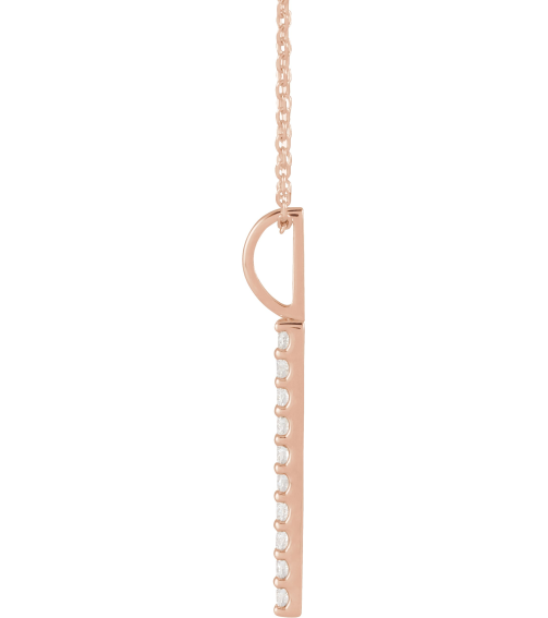 88140 Necklace 14K Rose Set 10-Stone Lab-Grown Diamond Round 1.7 Mm Si1-Si2, Gh 16 Ctw 16-18 In Polished 16 Ctw Lab-Grown Diamond Vertical Bar Necklace