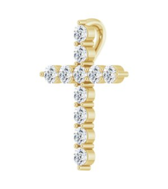 R42359 Pendant Set 14K Yellow Round Lab-Grown Diamond 14.6 X 10.5 Mm 1.8Mm 14 Ctw Si1-Si2, G-H Polished 14 Ctw Lab-Grown Diamond Cross Pendant