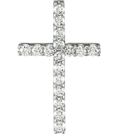 R42157 Pendant Set 14K White Round Lab-Grown Diamond 1.3Mm 16 Ctw Si1-Si2, Gh Polished 16 Ctw Lab-Grown Diamond Petite Cross Pendant