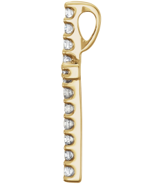 R42157 Pendant Set 14K Yellow Round Lab-Grown Diamond 1.3Mm 16 Ctw Si1-Si2, Gh Polished 16 Ctw Lab-Grown Diamond Petite Cross Pendant
