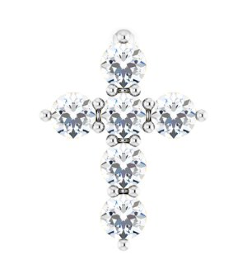R42359 Pendant Set 14K White Round Lab-Grown Diamond 8.7 X 6.6 Mm 1.8Mm 16 Ctw Si1-Si2, G-H Polished 16 Ctw Lab-Grown Diamond Cross Pendant
