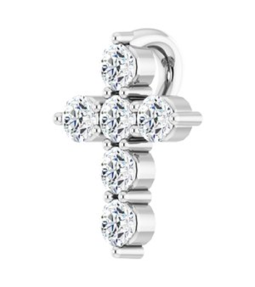 R42359 Pendant Set 14K White Round Lab-Grown Diamond 8.7 X 6.6 Mm 1.8Mm 16 Ctw Si1-Si2, G-H Polished 16 Ctw Lab-Grown Diamond Cross Pendant