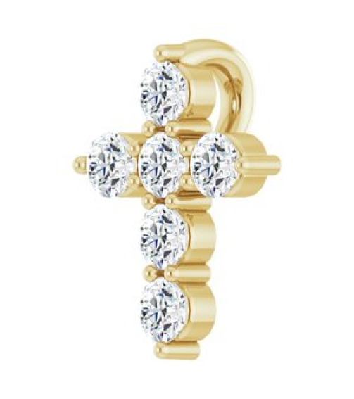 R42359 Pendant Set 14K Yellow Round Lab-Grown Diamond 8.7 X 6.6 Mm 1.8Mm 16 Ctw Si1-Si2, G-H Polished 16 Ctw Lab-Grown Diamond Cross Pendant