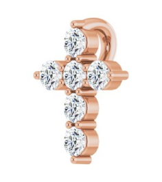 R42359 Pendant Set 14K Rose Round Lab-Grown Diamond 8.7 X 6.6 Mm 1.8Mm 16 Ctw Si1-Si2, G-H Polished 16 Ctw Lab-Grown Diamond Cross Pendant