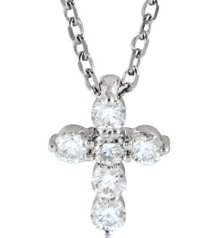 R42359 Necklace Set 14K White Round Lab-Grown Diamond 8.7 X 6.6 Mm 1.8Mm 16 Ctw Si1-Si2, G-H 16-18 In Polished 16 Ctw Lab-Grown Diamond Cross Necklace