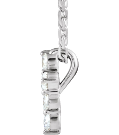 R42359 Necklace Set 14K White Round Lab-Grown Diamond 8.7 X 6.6 Mm 1.8Mm 16 Ctw Si1-Si2, G-H 16-18 In Polished 16 Ctw Lab-Grown Diamond Cross Necklace
