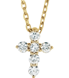 R42359 Necklace Set 14K Yellow Round Lab-Grown Diamond 8.7 X 6.6 Mm 1.8Mm 16 Ctw Si1-Si2, G-H 16-18 In Polished 16 Ctw Lab-Grown Diamond Cross Necklace