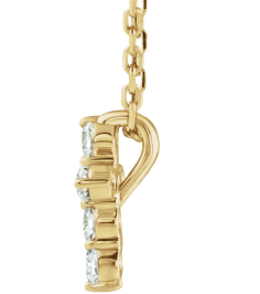 R42359 Necklace Set 14K Yellow Round Lab-Grown Diamond 8.7 X 6.6 Mm 1.8Mm 16 Ctw Si1-Si2, G-H 16-18 In Polished 16 Ctw Lab-Grown Diamond Cross Necklace