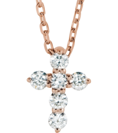 R42359 Necklace Set 14K Rose Round Lab-Grown Diamond 8.7 X 6.6 Mm 1.8Mm 16 Ctw Si1-Si2, G-H 16-18 In Polished 16 Ctw Lab-Grown Diamond Cross Necklace