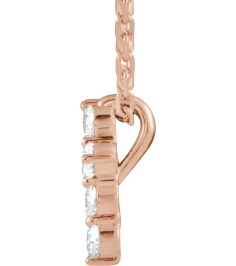 R42359 Necklace Set 14K Rose Round Lab-Grown Diamond 8.7 X 6.6 Mm 1.8Mm 16 Ctw Si1-Si2, G-H 16-18 In Polished 16 Ctw Lab-Grown Diamond Cross Necklace