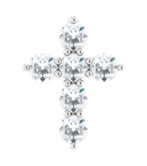R42359 Pendant Set 14K White Round Lab-Grown Diamond 10.2 X 7.9 Mm 2.2Mm 14 Ctw Si1-Si2, G-H Polished 14 Ctw Lab-Grown Diamond Cross Pendant