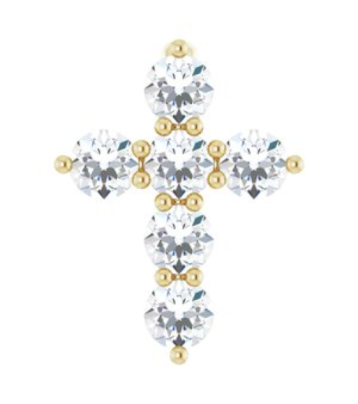 R42359 Pendant Set 14K Yellow Round Lab-Grown Diamond 10.2 X 7.9 Mm 2.2Mm 14 Ctw Si1-Si2, G-H Polished 14 Ctw Lab-Grown Diamond Cross Pendant
