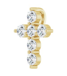 R42359 Pendant Set 14K Yellow Round Lab-Grown Diamond 10.2 X 7.9 Mm 2.2Mm 14 Ctw Si1-Si2, G-H Polished 14 Ctw Lab-Grown Diamond Cross Pendant