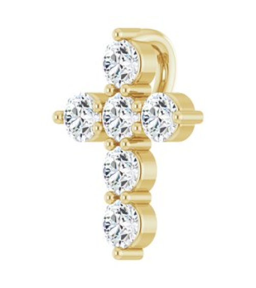 R42359 Pendant Set 14K Yellow Round Lab-Grown Diamond 10.2 X 7.9 Mm 2.2Mm 14 Ctw Si1-Si2, G-H Polished 14 Ctw Lab-Grown Diamond Cross Pendant