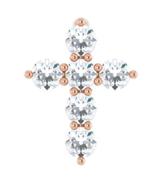 R42359 Pendant Set 14K Rose Round Lab-Grown Diamond 10.2 X 7.9 Mm 2.2Mm 14 Ctw Si1-Si2, G-H Polished 14 Ctw Lab-Grown Diamond Cross Pendant
