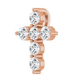 R42359 Pendant Set 14K Rose Round Lab-Grown Diamond 10.2 X 7.9 Mm 2.2Mm 14 Ctw Si1-Si2, G-H Polished 14 Ctw Lab-Grown Diamond Cross Pendant