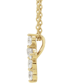 R42359 Necklace Set 14K Yellow Round Lab-Grown Diamond 10.2 X 7.9 Mm 2.2Mm 14 Ctw Si1-Si2, G-H 16-18 In Polished 14 Ctw Lab-Grown Diamond Cross Necklace