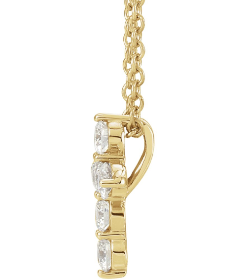 R42359 Necklace Set 14K Yellow Round Lab-Grown Diamond 10.2 X 7.9 Mm 2.2Mm 14 Ctw Si1-Si2, G-H 16-18 In Polished 14 Ctw Lab-Grown Diamond Cross Necklace