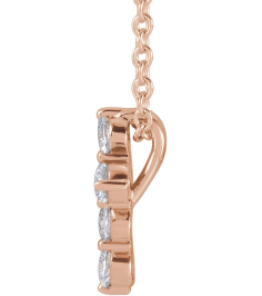 R42359 Necklace Set 14K Rose Round Lab-Grown Diamond 10.2 X 7.9 Mm 2.2Mm 14 Ctw Si1-Si2, G-H 16-18 In Polished 14 Ctw Lab-Grown Diamond Cross Necklace