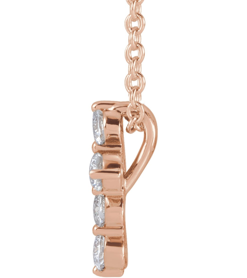 R42359 Necklace Set 14K Rose Round Lab-Grown Diamond 10.2 X 7.9 Mm 2.2Mm 14 Ctw Si1-Si2, G-H 16-18 In Polished 14 Ctw Lab-Grown Diamond Cross Necklace