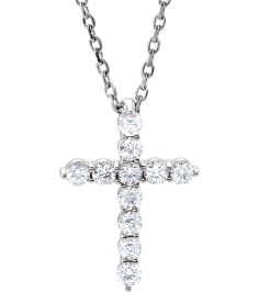 R42359 Necklace Set 14K White Round Lab-Grown Diamond 14.6 X 10.5 Mm 1.8Mm 14 Ctw Si1-Si2, G-H 16-18 In Polished 14 Ctw Lab-Grown Diamond Cross Necklace