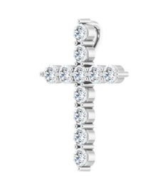 R42359 Pendant Set 14K White Round Lab-Grown Diamond 17.8 X 12.9 Mm 2.2Mm 38 Ctw Si1-Si2, G-H Polished 38 Ctw Lab-Grown Diamond Cross Pendant