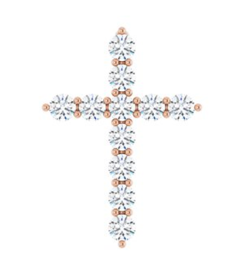 R42359 Pendant Set 14K Rose Round Lab-Grown Diamond 17.8 X 12.9 Mm 2.2Mm 38 Ctw Si1-Si2, G-H Polished 38 Ctw Lab-Grown Diamond Cross Pendant
