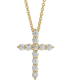 R42359 Necklace Set 14K Yellow Round Lab-Grown Diamond 17.8 X 12.9 Mm 2.2Mm 38 Ctw Si1-Si2, G-H 16-18 In Polished 38 Ctw Lab-Grown Diamond Cross Necklace