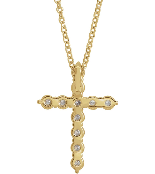 R42359 Necklace Set 14K Yellow Round Lab-Grown Diamond 17.8 X 12.9 Mm 2.2Mm 38 Ctw Si1-Si2, G-H 16-18 In Polished 38 Ctw Lab-Grown Diamond Cross Necklace