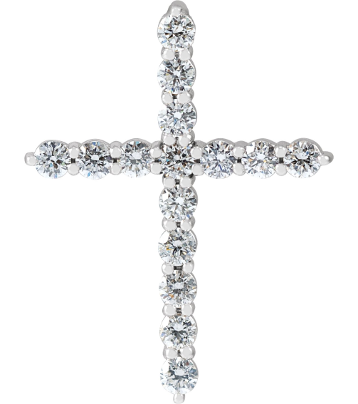 R42359 Pendant Set 14K White Round Lab-Grown Diamond 21.29 X 16.31 Mm 2Mm 12 Ctw Si1-Si2, G-H Polished 12 Ctw Lab-Grown Diamond Cross Pendant