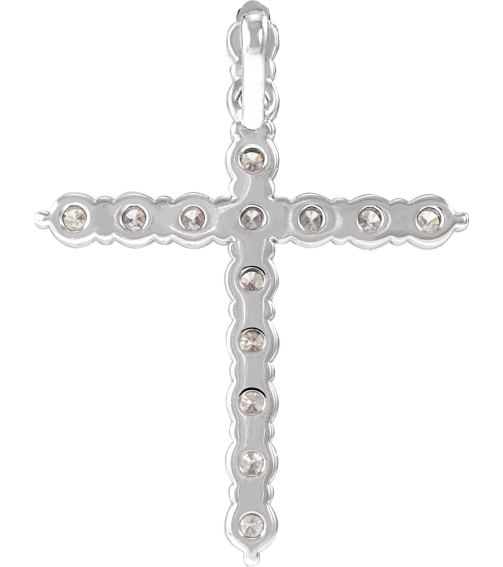 R42359 Pendant Set 14K White Round Lab-Grown Diamond 21.29 X 16.31 Mm 2Mm 12 Ctw Si1-Si2, G-H Polished 12 Ctw Lab-Grown Diamond Cross Pendant