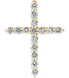 R42359 Pendant Set 14K Yellow Round Lab-Grown Diamond 21.29 X 16.31 Mm 2Mm 12 Ctw Si1-Si2, G-H Polished 12 Ctw Lab-Grown Diamond Cross Pendant