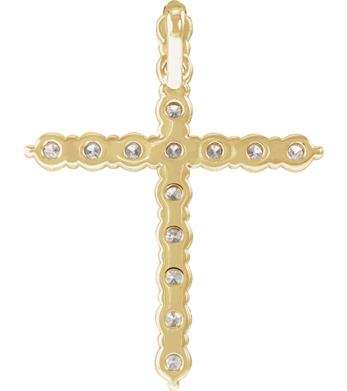 R42359 Pendant Set 14K Yellow Round Lab-Grown Diamond 21.29 X 16.31 Mm 2Mm 12 Ctw Si1-Si2, G-H Polished 12 Ctw Lab-Grown Diamond Cross Pendant