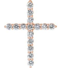 R42359 Pendant Set 14K Rose Round Lab-Grown Diamond 21.29 X 16.31 Mm 2Mm 12 Ctw Si1-Si2, G-H Polished 12 Ctw Lab-Grown Diamond Cross Pendant