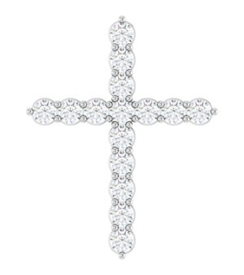 R42359 Pendant Set 14K White Round Lab-Grown Diamond 24.63 X 19.42 Mm 2.4Mm 34 Ctw Si1-Si2, G-H Polished 34 Ctw Lab-Grown Diamond Cross Pendant