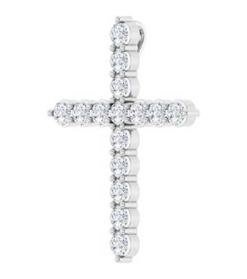 R42359 Pendant Set 14K White Round Lab-Grown Diamond 24.63 X 19.42 Mm 2.4Mm 34 Ctw Si1-Si2, G-H Polished 34 Ctw Lab-Grown Diamond Cross Pendant
