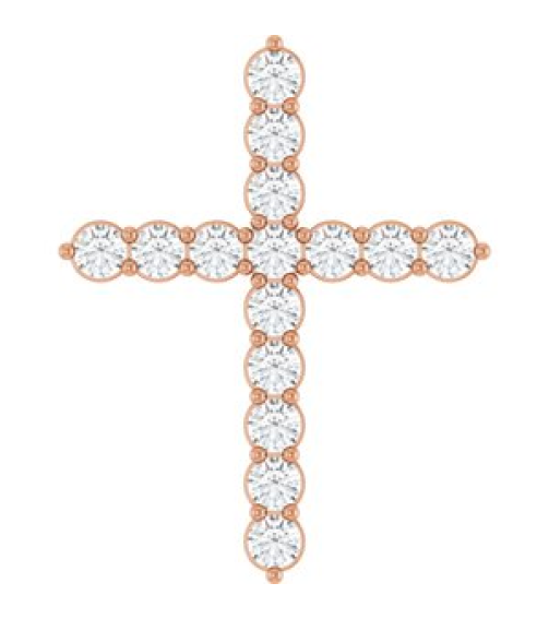 R42359 Pendant Set 14K Rose Round Lab-Grown Diamond 24.63 X 19.42 Mm 2.4Mm 34 Ctw Si1-Si2, G-H Polished 34 Ctw Lab-Grown Diamond Cross Pendant