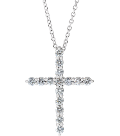 R42359 Necklace Set 14K White Round Lab-Grown Diamond 24.63 X 19.42 Mm 2.4Mm 34 Ctw Si1-Si2, G-H 16-18 In Polished 34 Ctw Lab-Grown Diamond Cross Necklace