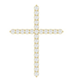 R42359 Pendant Set 14K Yellow Round Lab-Grown Diamond 37.23 X 27.62 Mm 2.2Mm 1 Ctw Si1-Si2, G-H Polished 1 Ctw Lab-Grown Diamond Cross Pendant