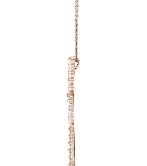 R42359 Necklace Set 14K Rose Round Lab-Grown Diamond 37.23 X 27.62 Mm 2.2Mm 1 Ctw Si1-Si2, G-H 16-18 In Polished 1 Ctw Lab-Grown Diamond Cross Necklace