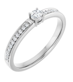 71817 Semi-Set 14K White 1-Stone Round 3 Mm Lab-Grown Diamond Polished .08 Ctw Lab Grown Diamond Semi-Set Family Ring