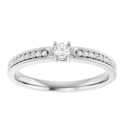 71817 Semi-Set 14K White 1-Stone Round 3 Mm Lab-Grown Diamond Polished .08 Ctw Lab Grown Diamond Semi-Set Family Ring