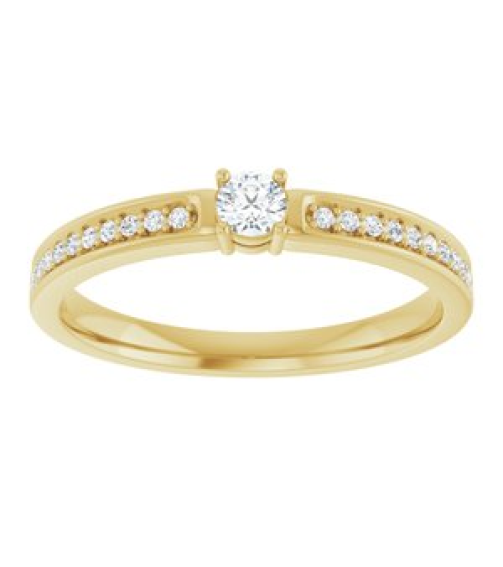 71817 Semi-Set 14K Yellow 1-Stone Round 3 Mm Lab-Grown Diamond Polished .08 Ctw Lab Grown Diamond Semi-Set Family Ring